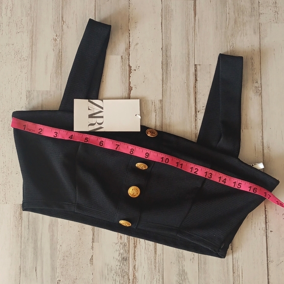 Zara Black Crop Top with Gold Buttons - Picture 15 of 16